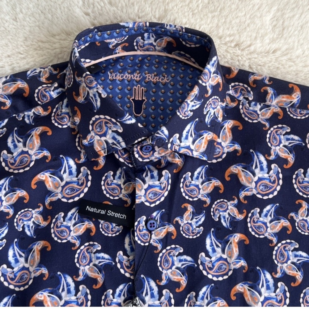 Men's Navy Paisley Casual Shirt
